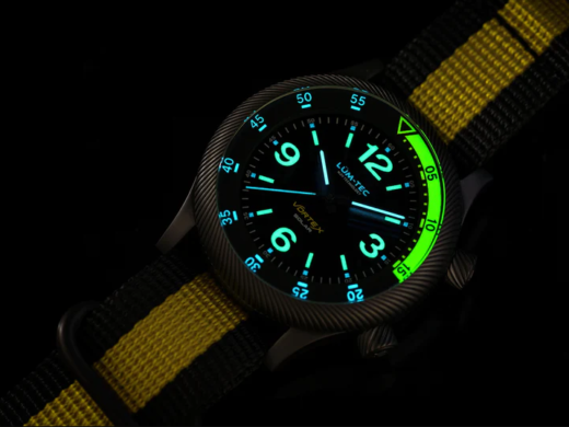 Lum-Tec Solar Vortex D2 men's watch with green lume