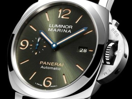 Panerai luxury watch for men with a green dial and silver case